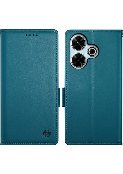 Xiaomi Redmi 13 4g/5g Cüzdan Kılıf Pu Deri Standlı Telefon Kabuk-Mavi Için (Yurt Dışından)