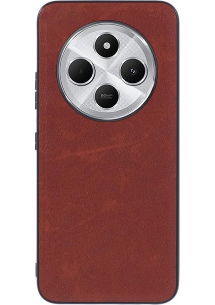 Xiaomi Redmi 14C 4g Kılıf Için Retro Deri Kaplamalı Pc+Tpu Telefon Kapağı-Kahverengi (Yurt Dışından)
