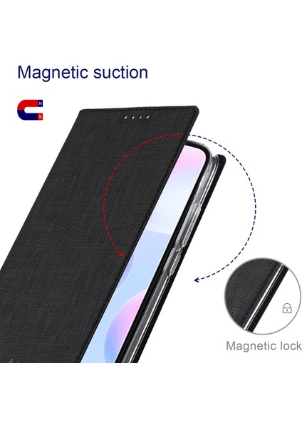 Xiaomi Mi 10 Lite 5g Çapraz Doku Deri Standlı Kılıf-Siyah (Yurt Dışından)