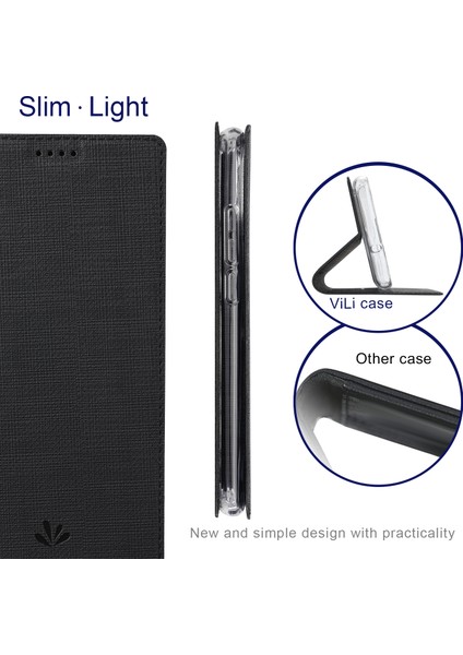 Xiaomi Mi 10 Lite 5g Çapraz Doku Deri Standlı Kılıf-Siyah (Yurt Dışından)