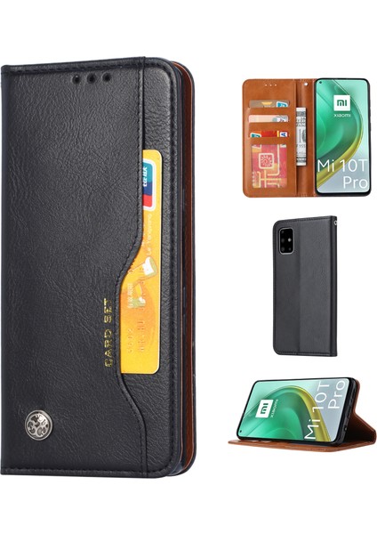 Xiaomi Redmi K30S-BLACK Için Otomatik Emilmiş Pu Deri Standlı Cüzdan Telefon Kılıfı (Yurt Dışından)