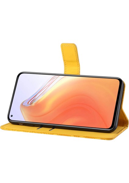 Baskılı Çiçek Cüzdan Deri Mıknatıs Toka Kılıfı Xiaomi Mi 10T 5G/10T Pro 5g-Sarı Için Kayışlı (Yurt Dışından)