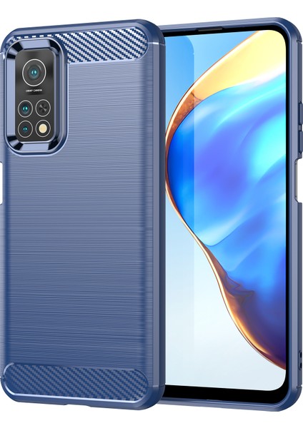 1.8mm Düşmeye Dayanıklı Karbon Fiber Fırçalanmış Doku Tpu Case Arka Cep Telefonu Kapağı Xiaomi Mi 10T 5G/10T Pro 5g-Mavi (Yurt Dışından)