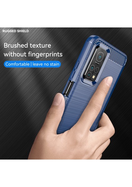 1.8mm Düşmeye Dayanıklı Karbon Fiber Fırçalanmış Doku Tpu Case Arka Cep Telefonu Kapağı Xiaomi Mi 10T 5G/10T Pro 5g-Mavi (Yurt Dışından) modelleri