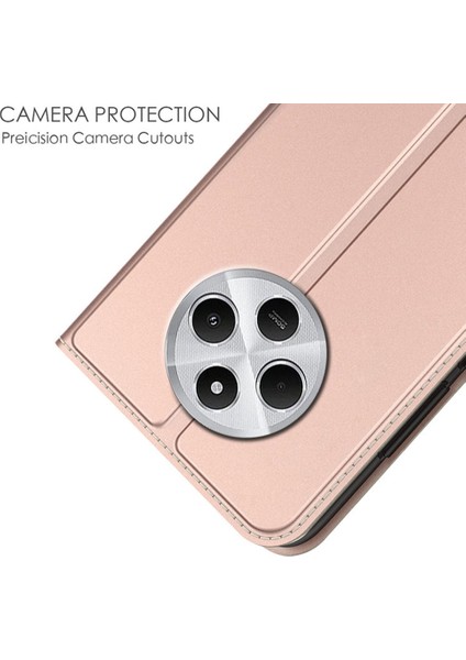 Xiaomi Poco C75 4g Kılıf Pu Deri Telefon Kapağı Için Kart Tutucu Standı Manyetik Kapatma-Gül Altın (Yurt Dışından)