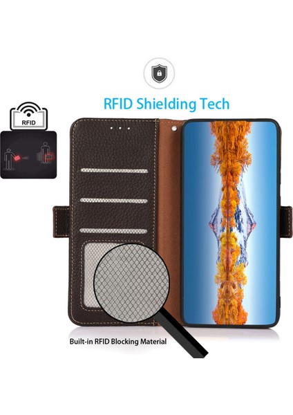 Xiaomi Redmi Note 13 Pro 4g Cüzdan Kılıfı Rfıd Engelleme Hakiki Inek Deri Telefon Kapağı-Kahverengi (Yurt Dışından) fırsatları