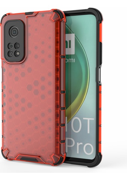 Xiaomi Mi 10T 5g/mi 10T Pro 5g-Kırmızı Için Petek Izgara Desenli Tpu+Pc Birleşik Kılıf (Yurt Dışından)