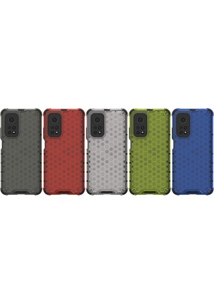 Xiaomi Mi 10T 5g/mi 10T Pro 5g-Kırmızı Için Petek Izgara Desenli Tpu+Pc Birleşik Kılıf (Yurt Dışından)