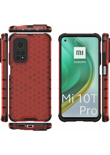 Xiaomi Mi 10T 5g/mi 10T Pro 5g-Kırmızı Için Petek Izgara Desenli Tpu+Pc Birleşik Kılıf (Yurt Dışından)