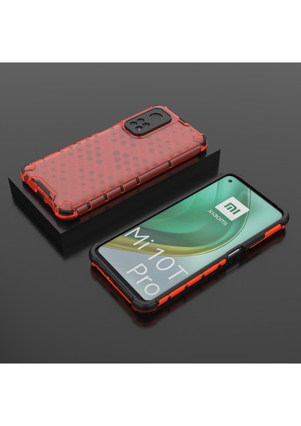 Xiaomi Mi 10T 5g/mi 10T Pro 5g-Kırmızı Için Petek Izgara Desenli Tpu+Pc Birleşik Kılıf (Yurt Dışından)