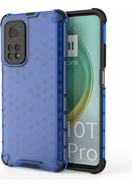 Xiaomi Mi 10T 5g/mi 10T Pro 5g-Mavi Için Petek Izgara Desenli Tpu+Pc Birleşik Kılıf (Yurt Dışından)