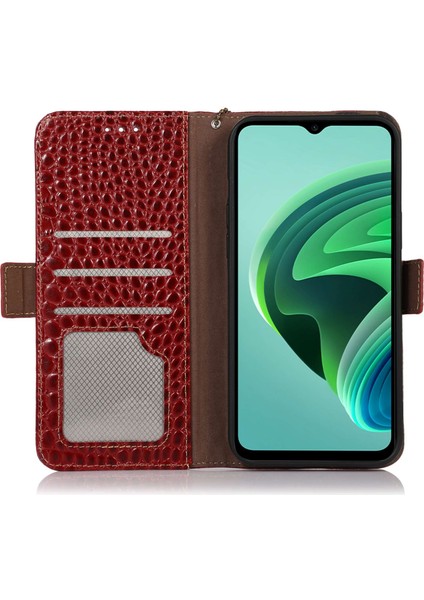 Xiaomi Redmi Için 11 Başbakan 4g Timsah Doku Telefon Kılıfı Hakiki Inek Derisi Deri Cüzdan Standı Rfıd Engelleme Anti-Damla Kapak-Kırmızı (Yurt Dışından) modelleri