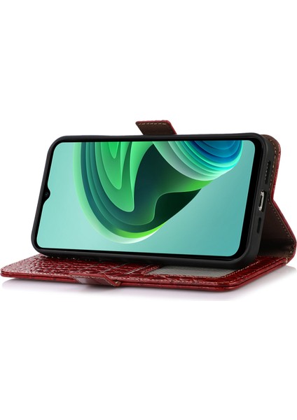 Xiaomi Redmi Için 11 Başbakan 4g Timsah Doku Telefon Kılıfı Hakiki Inek Derisi Deri Cüzdan Standı Rfıd Engelleme Anti-Damla Kapak-Kırmızı (Yurt Dışından) fırsatları