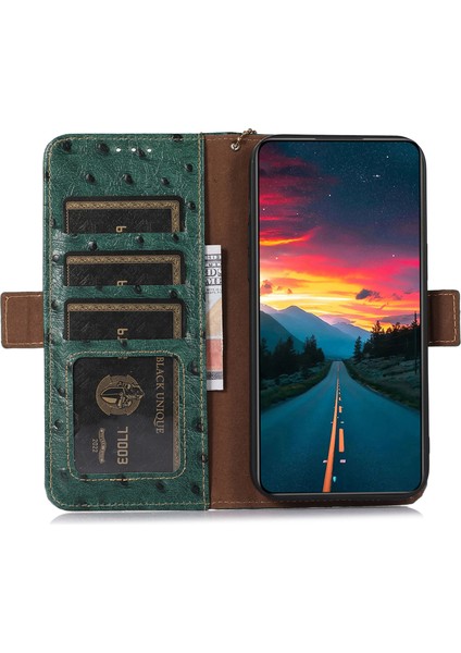 Xiaomi Redmi Note 13 Pro+5g Telefon Kılıfı Devekuşu Dokusu Hakiki Inek Deri Kapak-Yeşil (Yurt Dışından) fırsatları