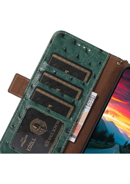 Xiaomi Redmi Note 13 Pro+5g Telefon Kılıfı Devekuşu Dokusu Hakiki Inek Deri Kapak-Yeşil (Yurt Dışından) indirimleri