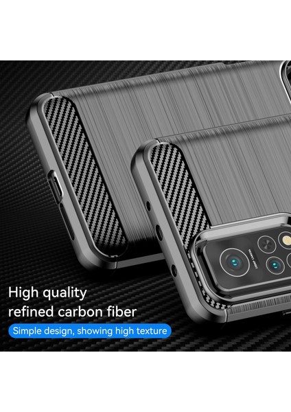 1.8mm Düşmeye Dayanıklı Karbon Fiber Fırçalanmış Doku Tpu Case Arka Cep Telefonu Kapağı Xiaomi Mi 10T 5G/10T Pro 5g-Siyah (Yurt Dışından)