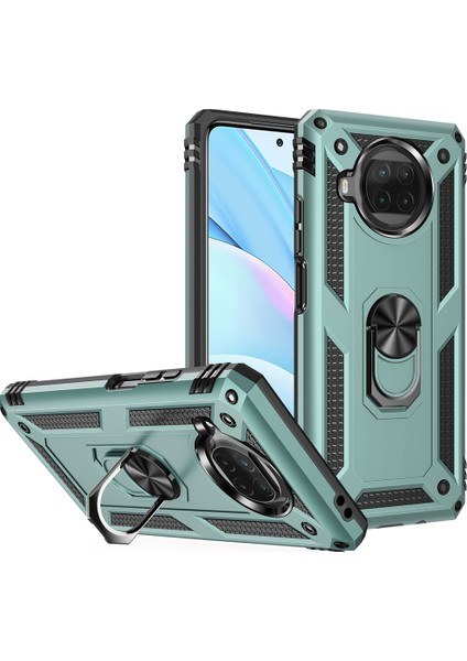 Xiaomi Mi 10T Lite 5g-Siyahımsı Yeşil Için Halka Destekli Düşmeyi Önleyen Pc+Tpu Hibrit Telefon Kabuğu (Yurt Dışından)