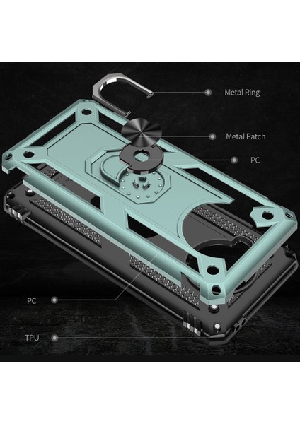 Xiaomi Mi 10T Lite 5g-Siyahımsı Yeşil Için Halka Destekli Düşmeyi Önleyen Pc+Tpu Hibrit Telefon Kabuğu (Yurt Dışından)
