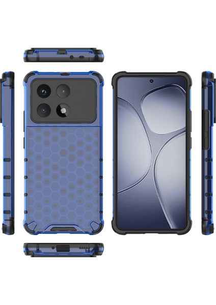 Xiaomi Redmi K70 Ultra Kılıf Pc+Tpu Telefon Kapağı Petek Şekli-Mavi (Yurt Dışından) modelleri