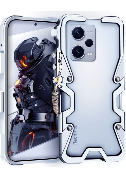 Xiaomi Redmi Note 12 Pro+5g Kılıf Alüminyum Alaşımlı Telefon Koruma Kapağı Mekanik Kol-Gümüş (Yurt Dışından)