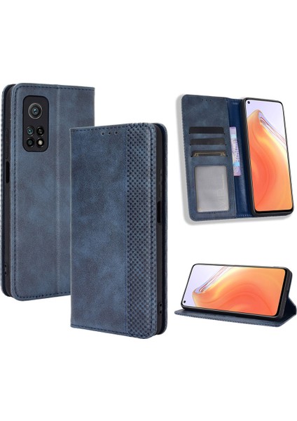 Xiaomi Redmi K30S-MAVI Için Otomatik Emmeli Retro Deri Kılıf Kapağı (Yurt Dışından)