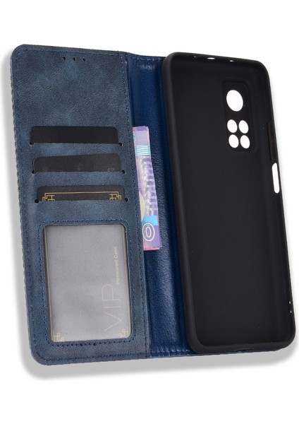 Xiaomi Redmi K30S-MAVI Için Otomatik Emmeli Retro Deri Kılıf Kapağı (Yurt Dışından) modelleri