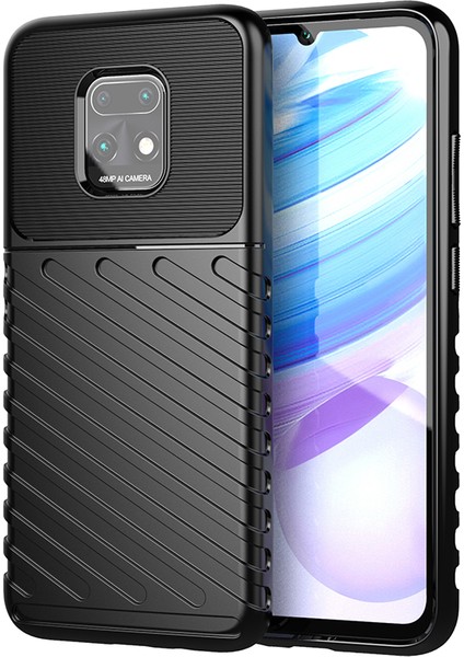 Xiaomi Redmi 10X 5g Için Thunder Serisi Twill Texture Tpu Kabuk -Siyah (Yurt Dışından)