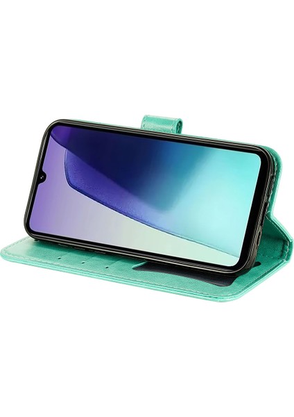 Xiaomi Redmi 14C 4g Kılıf Için Pu Deri Cüzdan Çiçek Telefon Kapak Standı Görünüm-Yeşil (Yurt Dışından) modelleri