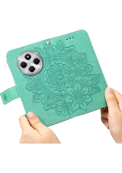 Xiaomi Redmi 14C 4g Kılıf Için Pu Deri Cüzdan Çiçek Telefon Kapak Standı Görünüm-Yeşil (Yurt Dışından) indirimleri