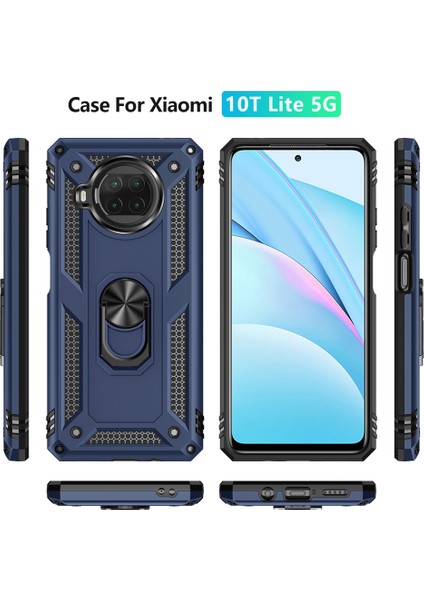 Xiaomi Mi 10T Lite 5g-Mavi Için Halka Destekli Düşmeyi Önleyen Pc+Tpu Hibrit Telefon Kabuğu (Yurt Dışından)