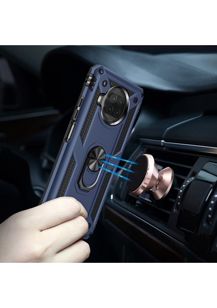 Xiaomi Mi 10T Lite 5g-Mavi Için Halka Destekli Düşmeyi Önleyen Pc+Tpu Hibrit Telefon Kabuğu (Yurt Dışından)