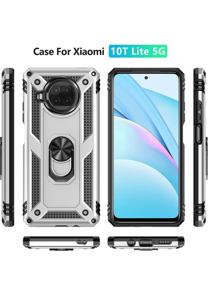 Xiaomi Mi 10T Lite 5g-Silver Için Halka Destekli Düşmeyi Önleyen Pc+Tpu Hibrit Telefon Kabuğu (Yurt Dışından) modelleri