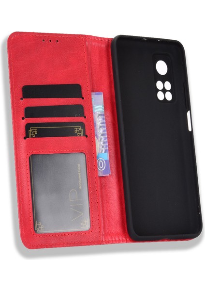 Xiaomi Redmi K30S-KIRMIZI Için Otomatik Emmeli Retro Deri Kılıf Kapağı (Yurt Dışından) modelleri