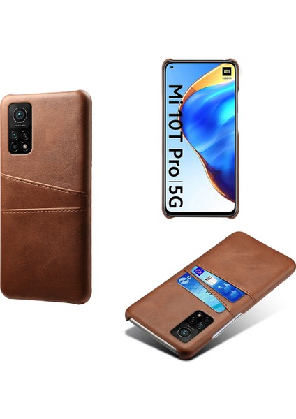 Xiaomi Redmi K30S-BROWN Için Çift Kart Yuvalı Pu Deri Kaplamalı Plastik Kılıf (Yurt Dışından) fiyatları