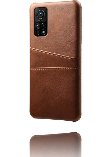 Xiaomi Redmi K30S-BROWN Için Çift Kart Yuvalı Pu Deri Kaplamalı Plastik Kılıf (Yurt Dışından) modelleri