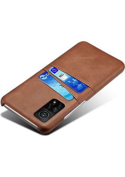 Xiaomi Redmi K30S-BROWN Için Çift Kart Yuvalı Pu Deri Kaplamalı Plastik Kılıf (Yurt Dışından) fırsatları
