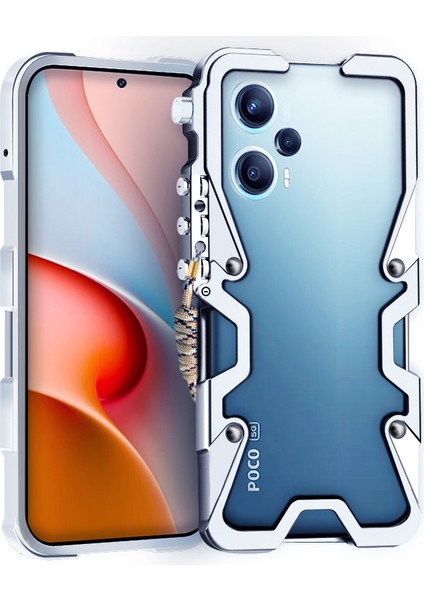 Xiaomi Poco F5 5g Turbo Kılıf Alüminyum Alaşımlı Ağır Hizmet Darbeye Dayanıklı Kapak-Gümüş (Yurt Dışından)