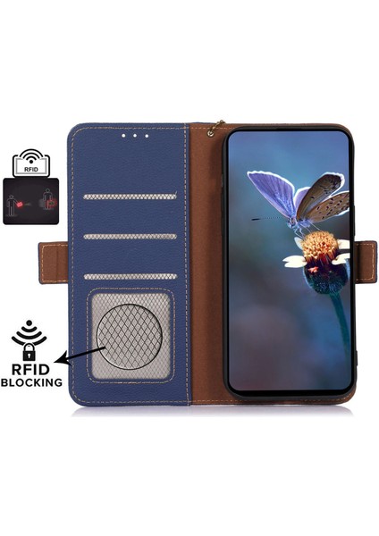 Xiaomi Redmi Için K70E 5g Kılıf Hakiki Inek Deri Rfıd Engelleme Flip Telefon Kapağı-Safir (Yurt Dışından) fiyatları