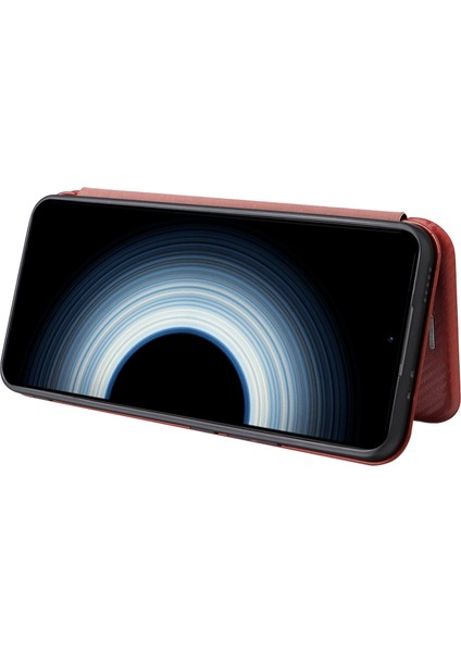 Xiaomi 12T 5g Pu Deri Telefon Kılıfı Kart Yuvası Standı Karbon Fiber Doku Anti-Çizik Manyetik Emme Kapak Çevirin-Kahverengi (Yurt Dışından) fırsatları