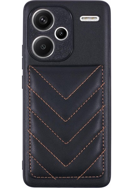 Xiaomi Redmi Için Not 13 Pro+5g Telefon Kılıfı Kickstand Rfıd Engelleme ile Eşkenar Dörtgen Yapışkanlı Kart Çantası-Siyah (Yurt Dışından)