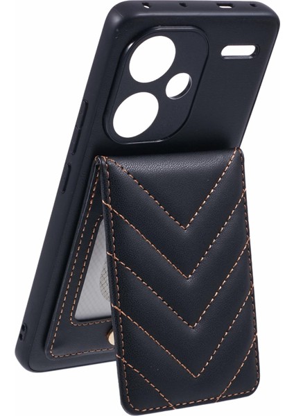 Xiaomi Redmi Için Not 13 Pro+5g Telefon Kılıfı Kickstand Rfıd Engelleme ile Eşkenar Dörtgen Yapışkanlı Kart Çantası-Siyah (Yurt Dışından) modelleri