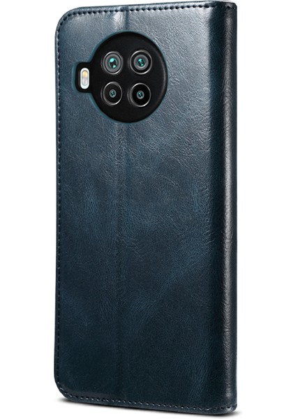 Xiaomi Redmi Note 9 Pro 5g-Mavi Için Waxy Crazy Horse Doku Tpu+Pu Deri Kapak Kılıf (Yurt Dışından)