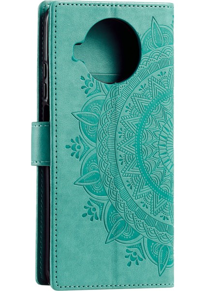 Xiaomi Redmi Note 9 Pro 5g -Yeşil Için Baskılı Mandala Çiçek Cüzdan Deri Kılıf Askılı (Yurt Dışından)