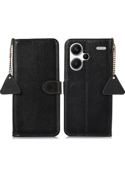 Xiaomi Redmi Note 13 Pro+5g Telefon Kılıfı Cüzdan Kapağı Litchi Doku Rfıd Engelleme-Siyah (Yurt Dışından)