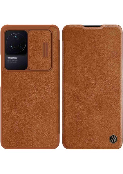 Xiaomi Redmi Için K50 Pu Deri Kart Yuvası Durumda Yaratıcı Slayt Lens Koruyucu Çizilmeye Dayanıklı Kapak-Kahverengi (Yurt Dışından)