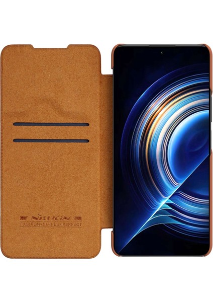 Xiaomi Redmi Için K50 Pu Deri Kart Yuvası Durumda Yaratıcı Slayt Lens Koruyucu Çizilmeye Dayanıklı Kapak-Kahverengi (Yurt Dışından)