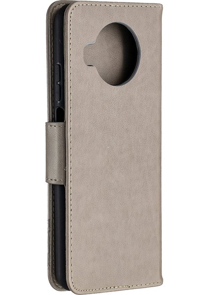 Baskı Ler Desenli Cüzdan Standı Deri Kapak Xiaomi Redmi Note 9 Pro 5g-Gri (Yurt Dışından)