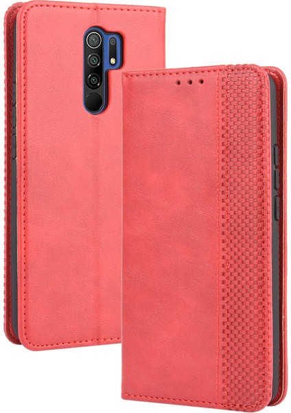 Xiaomi Redmi 9 Prime (Hindistan) -Kırmızı Için Vintage Stil Deri Cüzdan Standlı Telefon Kabuğu (Yurt Dışından) fırsatları