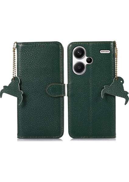 Xiaomi Redmi Note 13 Pro+5g Telefon Kılıfı Cüzdan Kapağı Litchi Doku Rfıd Engelleme-Yeşil (Yurt Dışından)