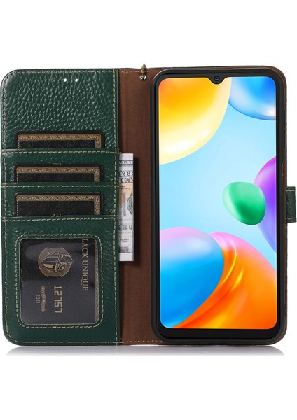 Xiaomi Redmi Note 13 Pro+5g Telefon Kılıfı Cüzdan Kapağı Litchi Doku Rfıd Engelleme-Yeşil (Yurt Dışından)